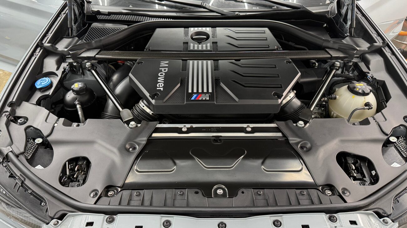 BMW engine bay after cleaning