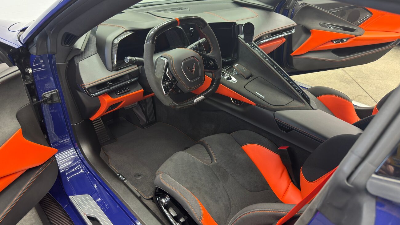 Corvette interior in orange and black